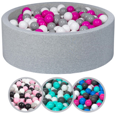 Piscina rotonda grigia per bambini con 450 palline colorate